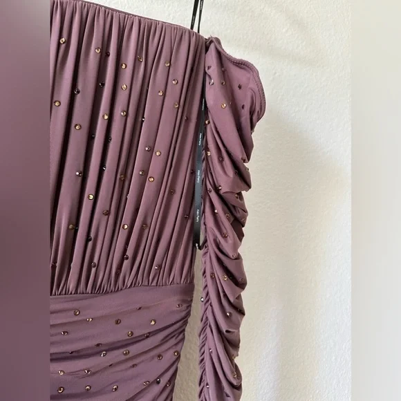 Alex Perry Koda Crystal Brown Dusty Rose Mini Dress - Picture 8 of 11